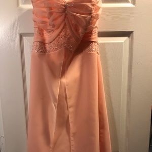 Tea length peach dress